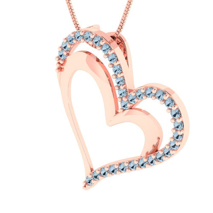 0.31cttw Round Cut Aquamarine Gold-Plated 925 Silver Pendant and 18" Box-Chain Necklace