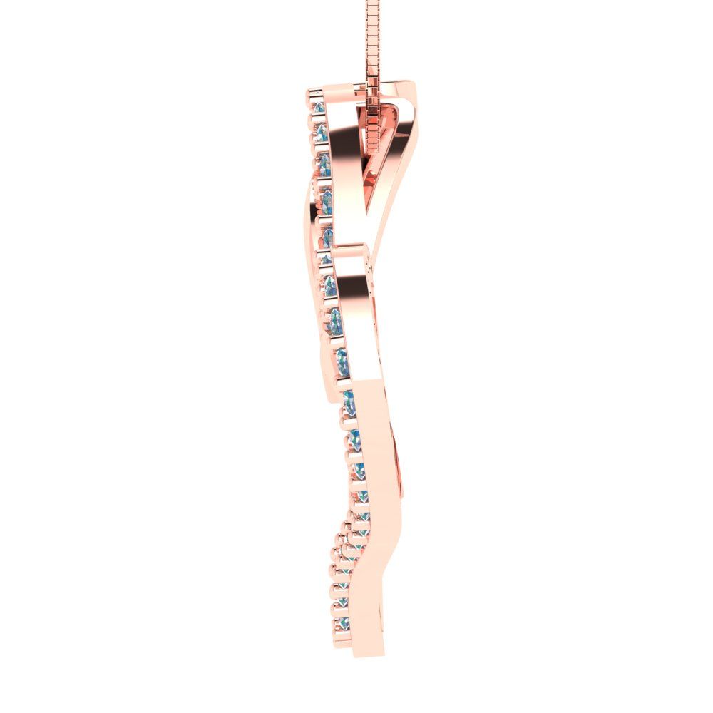 0.31cttw Round Cut Blue Moissanite Gold-Plated 925 Silver Pendant and 18" Box-Chain Necklace
