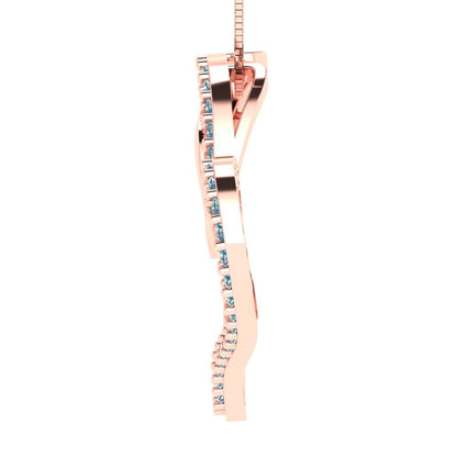 0.31cttw Round Cut Blue Moissanite Gold-Plated 925 Silver Pendant and 18" Box-Chain Necklace