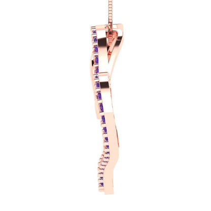 0.31cttw Round Cut Amethyst Gold-Plated 925 Silver Pendant and 18" Box-Chain Necklace