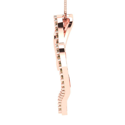 0.31cttw Round Cut Champagne Gold-Plated 925 Silver Pendant and 18" Box-Chain Necklace