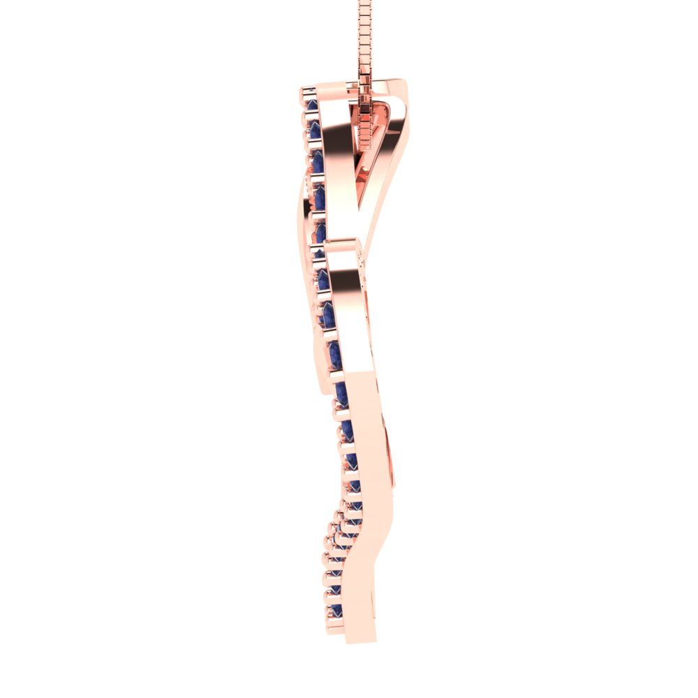 0.31cttw Round Cut Blue Sapphire Gold-Plated 925 Silver Pendant and 18" Box-Chain Necklace