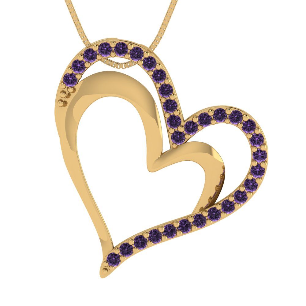 0.31cttw Round Cut Alexandrite Gold-Plated 925 Silver Pendant and 18" Box-Chain Necklace