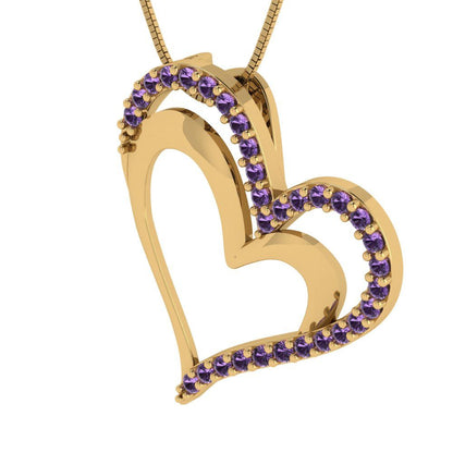 0.31cttw Round Cut Alexandrite Gold-Plated 925 Silver Pendant and 18" Box-Chain Necklace