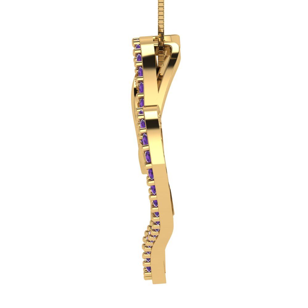0.31cttw Round Cut Amethyst Gold-Plated 925 Silver Pendant and 18" Box-Chain Necklace