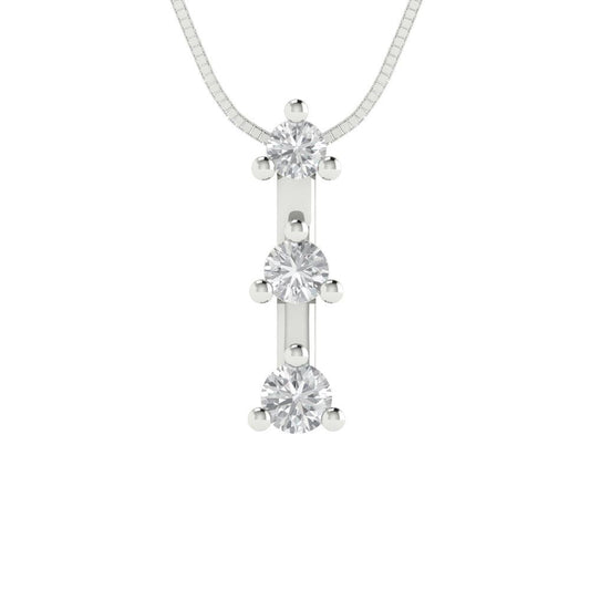 0.21cttw Round Cut Clear Gold-Plated 925 Silver Pendant and 18" Box-Chain Necklace