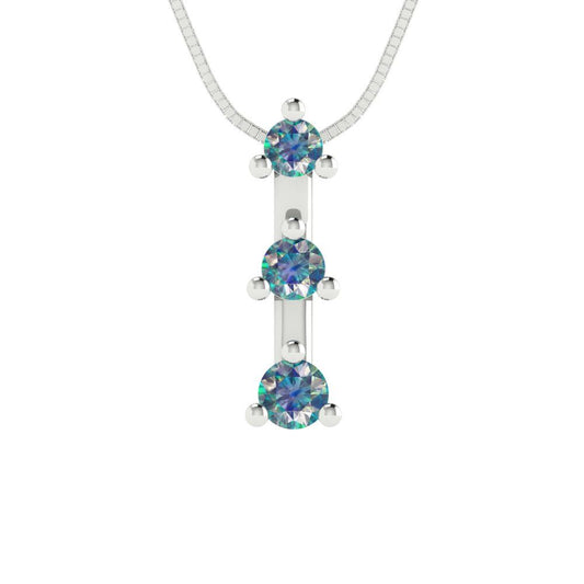 0.21cttw Round Cut Blue Moissanite Gold-Plated 925 Silver Pendant and 18" Box-Chain Necklace