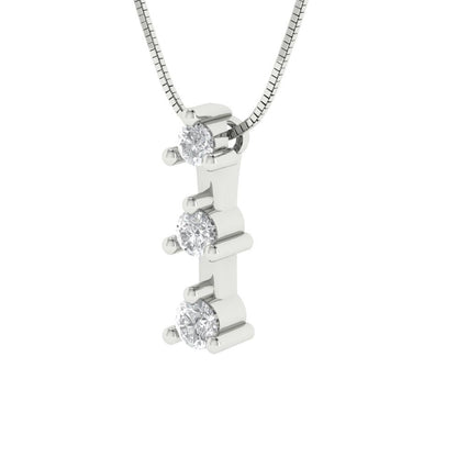 0.21cttw Round Cut Clear Gold-Plated 925 Silver Pendant and 18" Box-Chain Necklace
