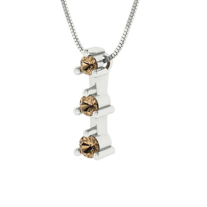 0.21cttw Round Cut Champagne Gold-Plated 925 Silver Pendant and 18" Box-Chain Necklace