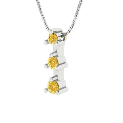 0.21cttw Round Cut Citrine Gold-Plated 925 Silver Pendant and 18" Box-Chain Necklace