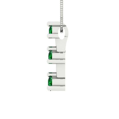 0.21cttw Round Cut Emerald Gold-Plated 925 Silver Pendant and 18" Box-Chain Necklace