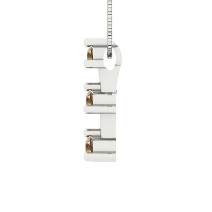 0.21cttw Round Cut Champagne Gold-Plated 925 Silver Pendant and 18" Box-Chain Necklace