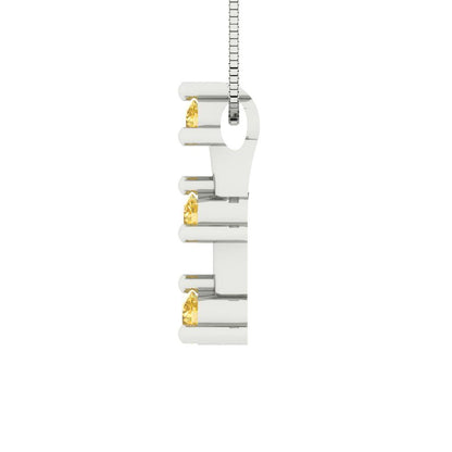 0.21cttw Round Cut Citrine Gold-Plated 925 Silver Pendant and 18" Box-Chain Necklace