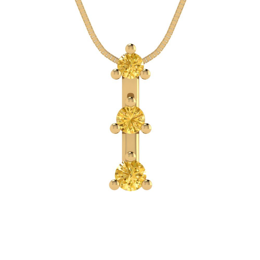 0.21cttw Round Cut Citrine Gold-Plated 925 Silver Pendant and 18" Box-Chain Necklace
