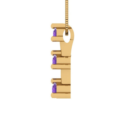 0.21cttw Round Cut Amethyst Gold-Plated 925 Silver Pendant and 18" Box-Chain Necklace