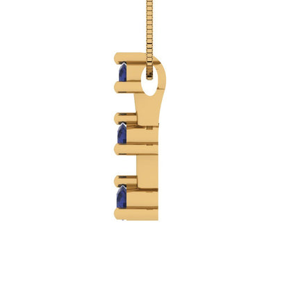 0.21cttw Round Cut Blue Sapphire Gold-Plated 925 Silver Pendant and 18" Box-Chain Necklace