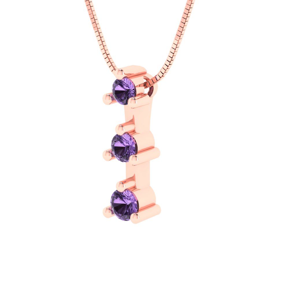 0.21cttw Round Cut Alexandrite Gold-Plated 925 Silver Pendant and 18" Box-Chain Necklace