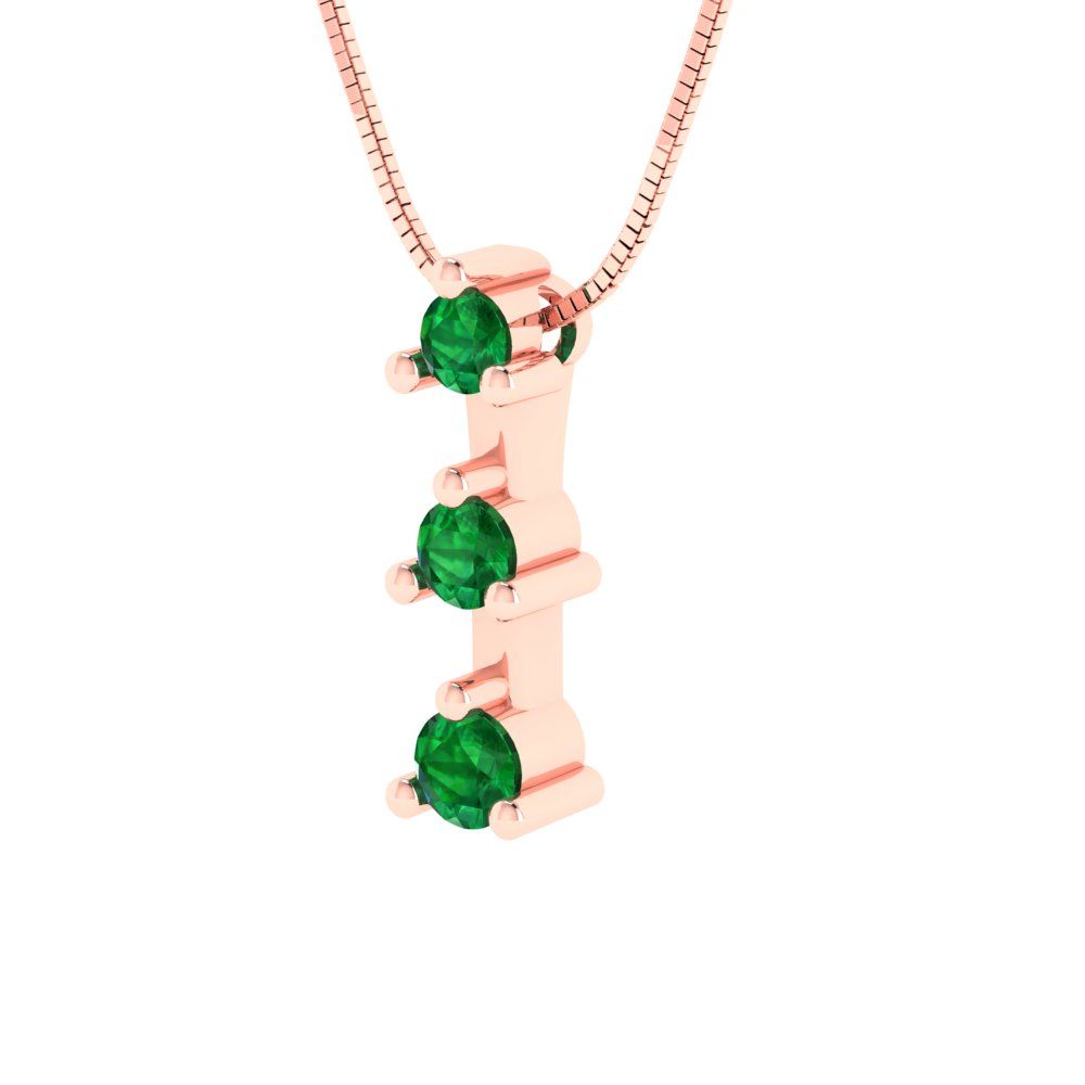 0.21cttw Round Cut Emerald Gold-Plated 925 Silver Pendant and 18" Box-Chain Necklace