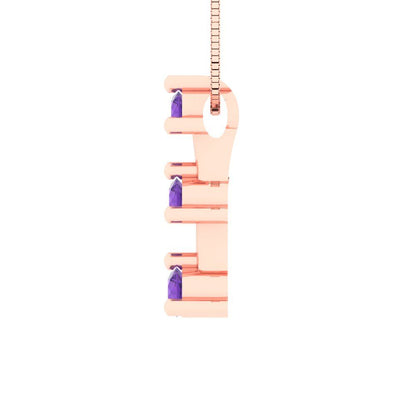 0.21cttw Round Cut Amethyst Gold-Plated 925 Silver Pendant and 18" Box-Chain Necklace