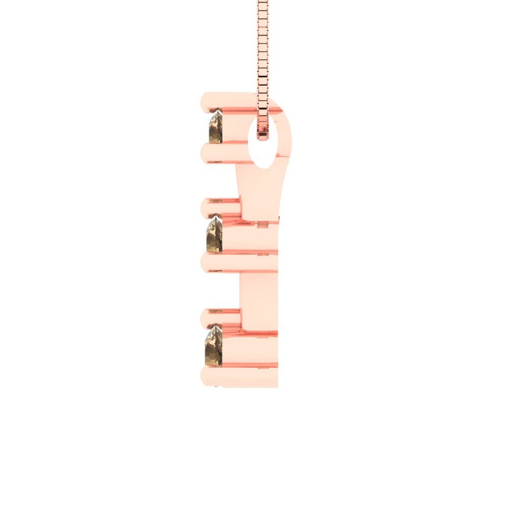 0.21cttw Round Cut Champagne Gold-Plated 925 Silver Pendant and 18" Box-Chain Necklace