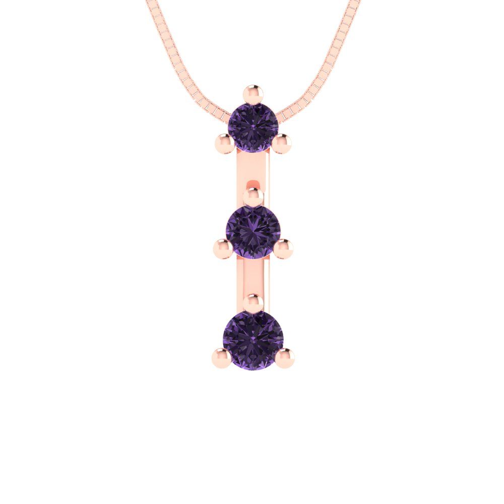 0.21cttw Round Cut Alexandrite Gold-Plated 925 Silver Pendant and 18" Box-Chain Necklace