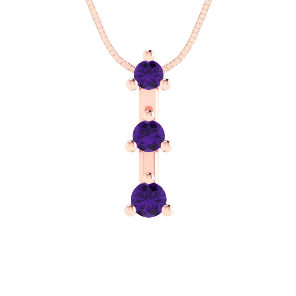 0.21cttw Round Cut Amethyst Gold-Plated 925 Silver Pendant and 18" Box-Chain Necklace