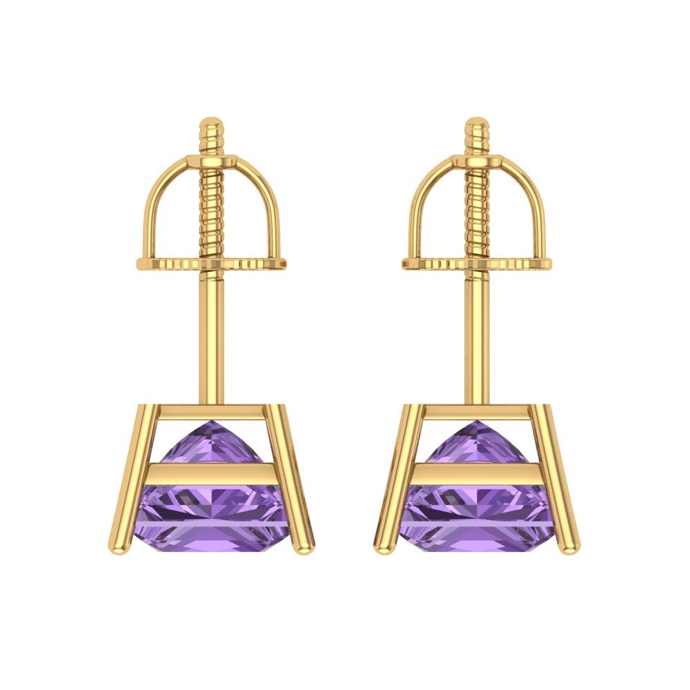 2cttw Alexandrite Gold-Plated 925 Silver Screw Back Stud Earrings