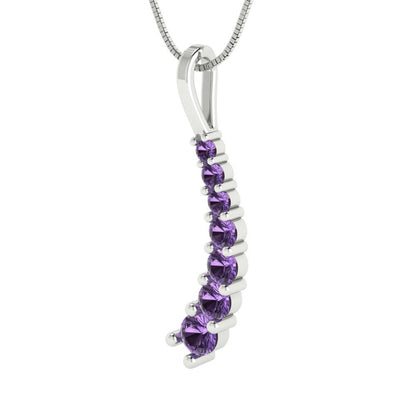 0.465cttw Round Cut Alexandrite Gold-Plated 925 Silver Pendant and 18" Box-Chain Necklace
