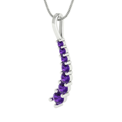 0.465cttw Round Cut Amethyst Gold-Plated 925 Silver Pendant and 18" Box-Chain Necklace