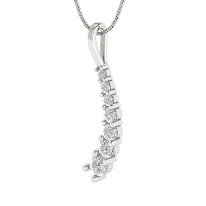 0.465cttw Round Cut Clear Gold-Plated 925 Silver Pendant and 18" Box-Chain Necklace