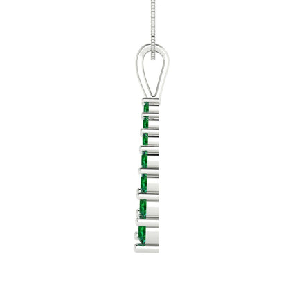 0.465cttw Round Cut Emerald Gold-Plated 925 Silver Pendant and 18" Box-Chain Necklace