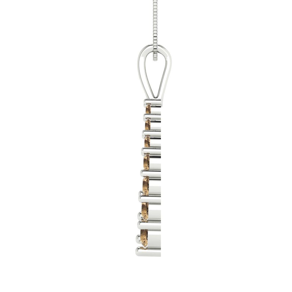0.465cttw Round Cut Champagne Gold-Plated 925 Silver Pendant and 18" Box-Chain Necklace