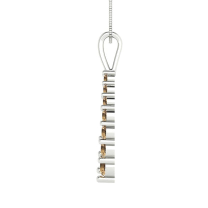0.465cttw Round Cut Champagne Gold-Plated 925 Silver Pendant and 18" Box-Chain Necklace
