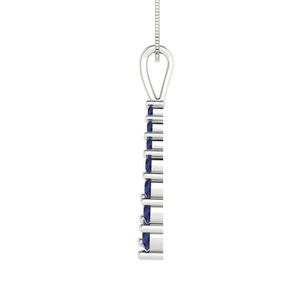 0.465cttw Round Cut Blue Sapphire Gold-Plated 925 Silver Pendant and 18" Box-Chain Necklace