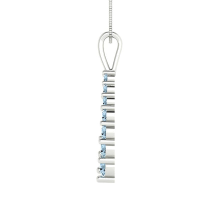 0.465cttw Round Cut Aquamarine Gold-Plated 925 Silver Pendant and 18" Box-Chain Necklace