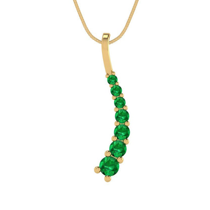0.465cttw Round Cut Emerald Gold-Plated 925 Silver Pendant and 18" Box-Chain Necklace