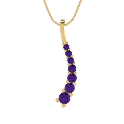 0.465cttw Round Cut Amethyst Gold-Plated 925 Silver Pendant and 18" Box-Chain Necklace