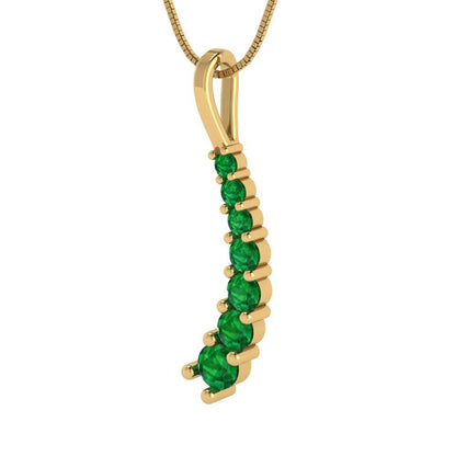 0.465cttw Round Cut Emerald Gold-Plated 925 Silver Pendant and 18" Box-Chain Necklace