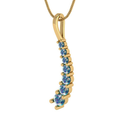 0.465cttw Round Cut Blue Moissanite Gold-Plated 925 Silver Pendant and 18" Box-Chain Necklace