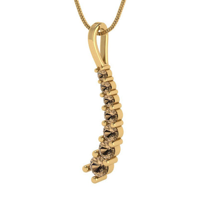 0.465cttw Round Cut Champagne Gold-Plated 925 Silver Pendant and 18" Box-Chain Necklace