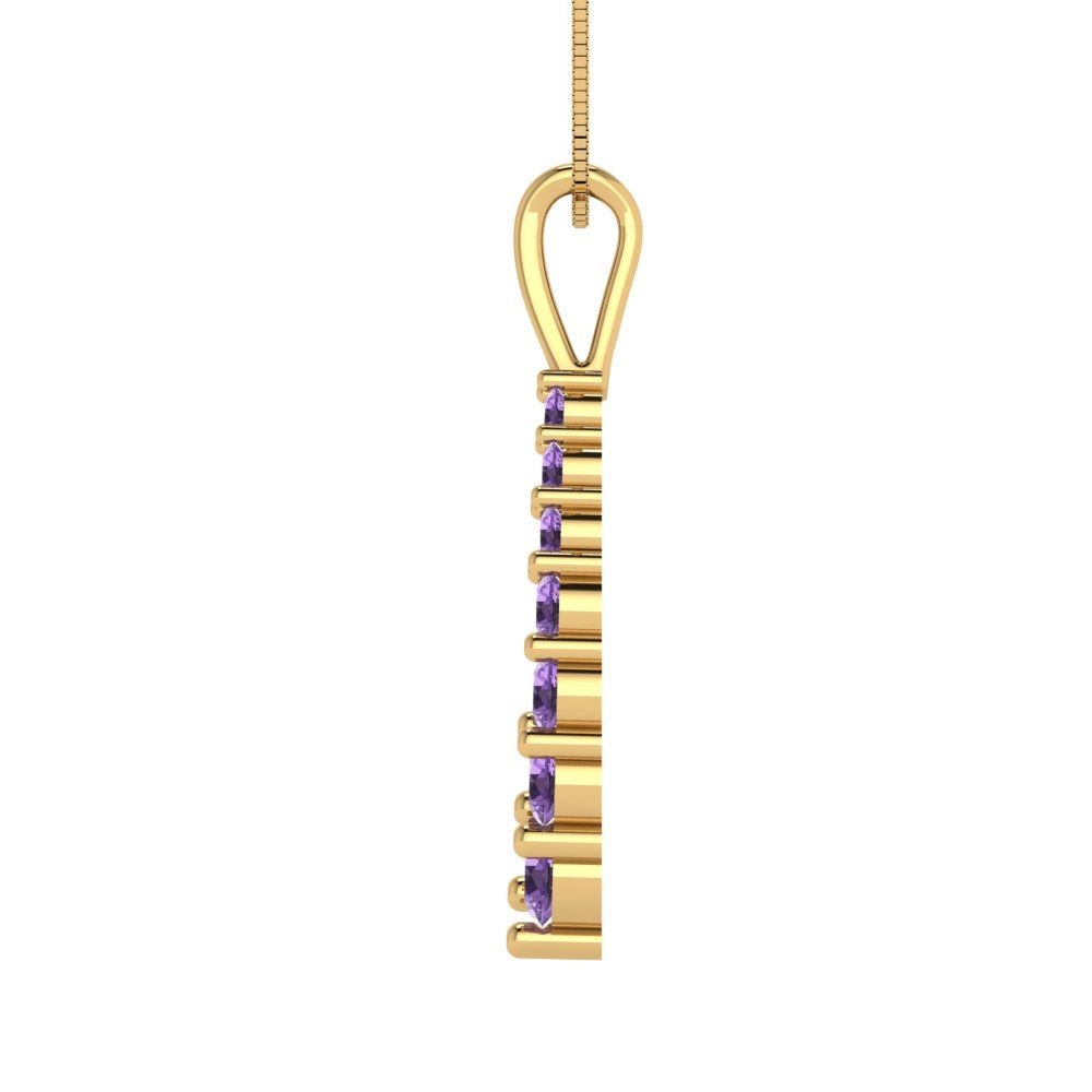 0.465cttw Round Cut Alexandrite Gold-Plated 925 Silver Pendant and 18" Box-Chain Necklace