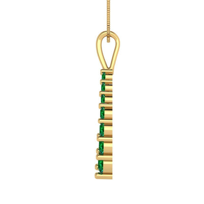 0.465cttw Round Cut Emerald Gold-Plated 925 Silver Pendant and 18" Box-Chain Necklace