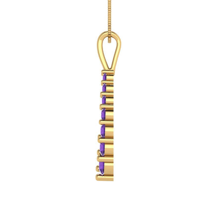 0.465cttw Round Cut Amethyst Gold-Plated 925 Silver Pendant and 18" Box-Chain Necklace
