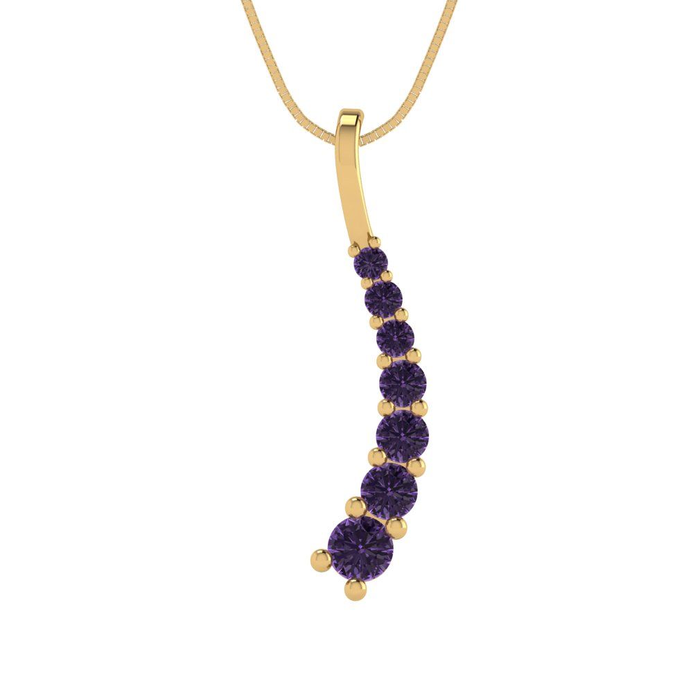0.465cttw Round Cut Alexandrite Gold-Plated 925 Silver Pendant and 18" Box-Chain Necklace