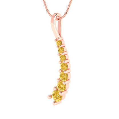 0.465cttw Round Cut Citrine Gold-Plated 925 Silver Pendant and 18" Box-Chain Necklace