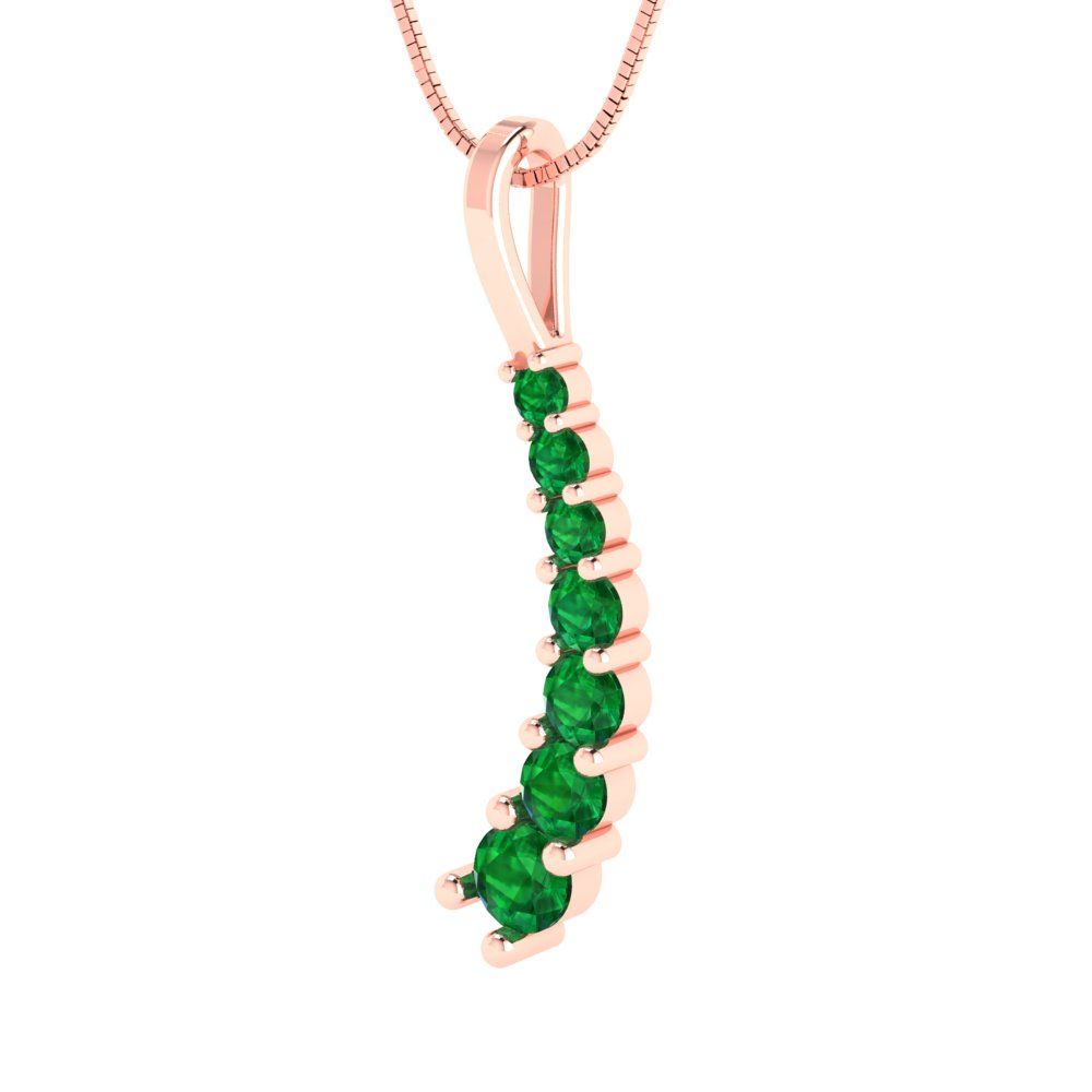 0.465cttw Round Cut Emerald Gold-Plated 925 Silver Pendant and 18" Box-Chain Necklace