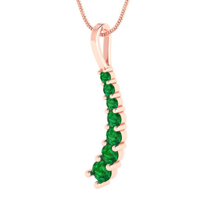 0.465cttw Round Cut Emerald Gold-Plated 925 Silver Pendant and 18" Box-Chain Necklace