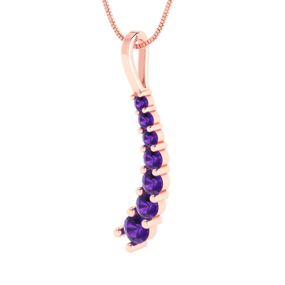 0.465cttw Round Cut Amethyst Gold-Plated 925 Silver Pendant and 18" Box-Chain Necklace