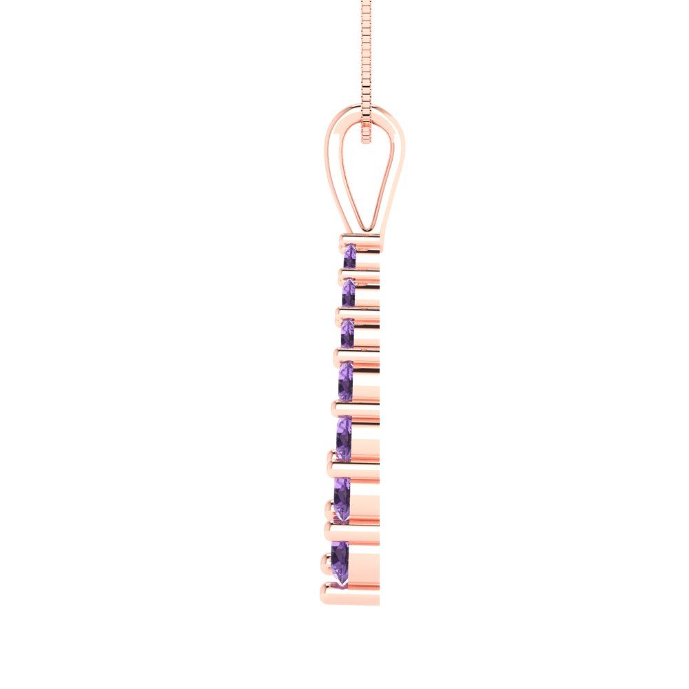 0.465cttw Round Cut Alexandrite Gold-Plated 925 Silver Pendant and 18" Box-Chain Necklace