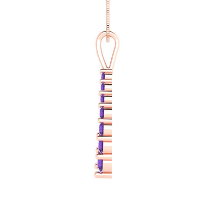 0.465cttw Round Cut Amethyst Gold-Plated 925 Silver Pendant and 18" Box-Chain Necklace